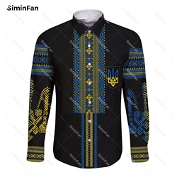 Ukraine Ukrainian Pattern 3D All Over Printed Mens Long Sleeve Shirts Male Female Blouses Unisex Clothes Cuban Collar Top