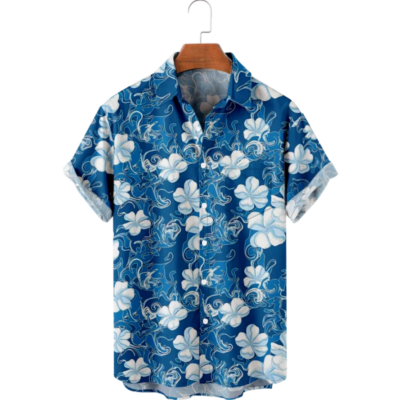 

Custom printed hawaiian vacation style casual short sleeve shirt for men summer beach aloha shirts