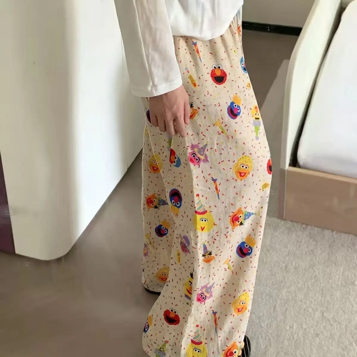 Leopard Print Casual Sleep Pants New Spring and Summer Loose Casual Pants Wide-Leg Home Pants 2026 Long Thin Outside Pant