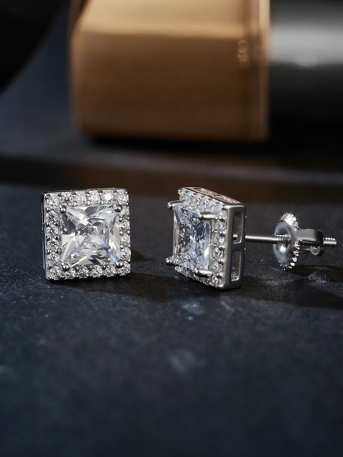 

5mm Square Earrings Moissiante Stud Earring Princess Cut S925 Silver Earring for Women Fashion Jewelry