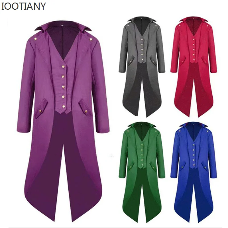 

CosplaySwallowtail Dust Cosplay Steam Punk Costume Medieval Retro Red Tuxedo Tailcoat Mens Jacket Coats Palace Dress Europe Unif