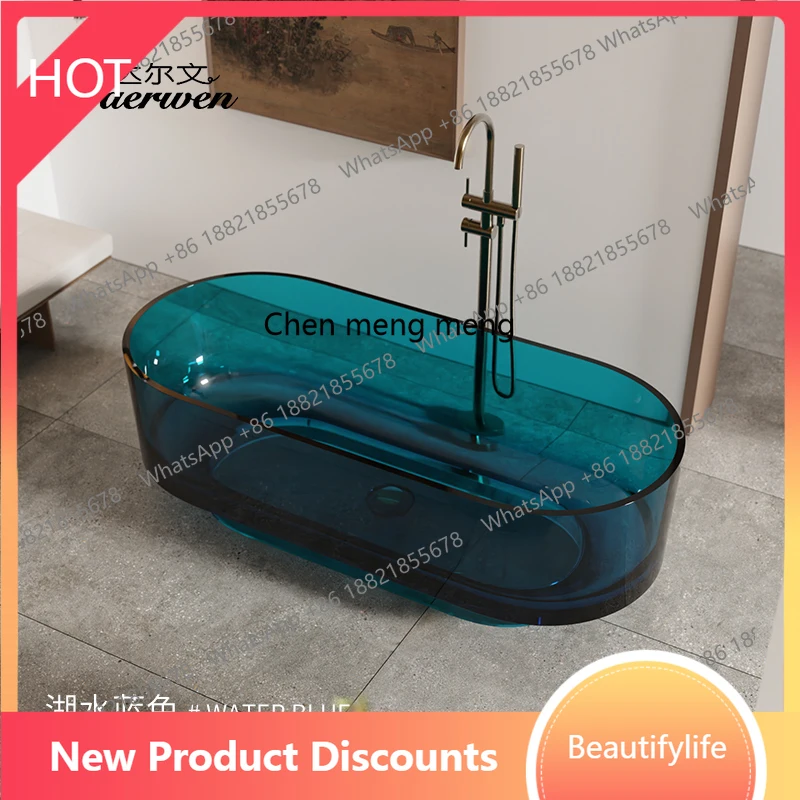 

A13 Transparent resin color crystal bathtub oval freestanding one-piece double bathtub bubble pool