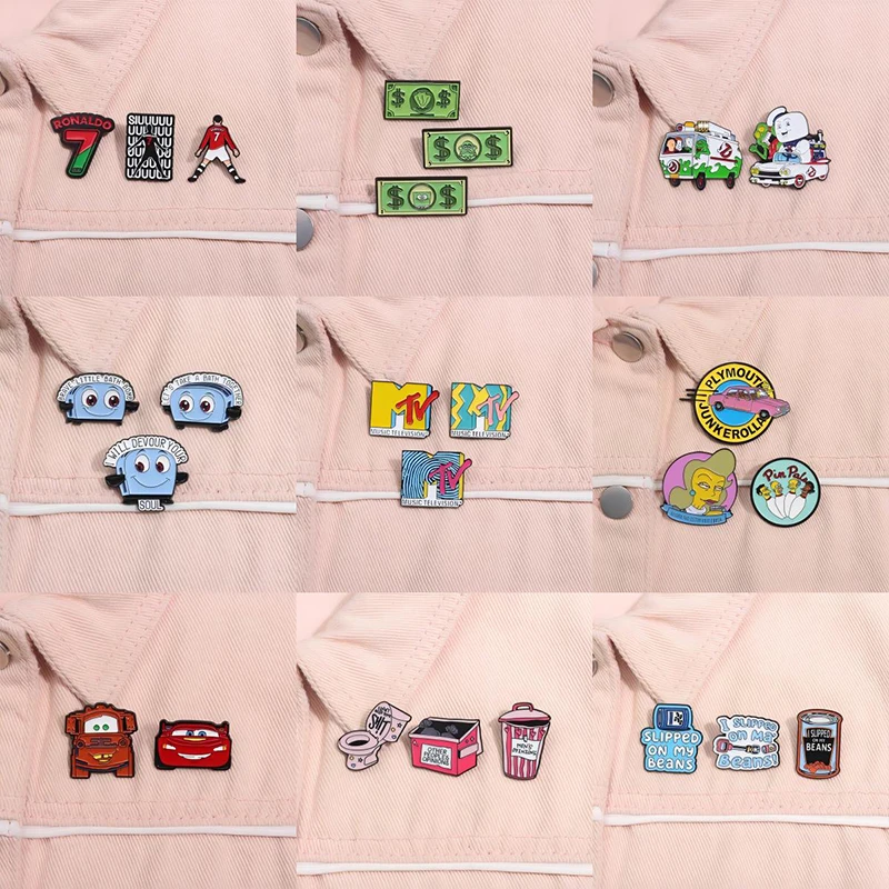 2-4PCS/SET Cartoon Car Badge Creative Dollar Rainbow Brooch Perfect Gift For Friends And Family Clothing Button Accessories