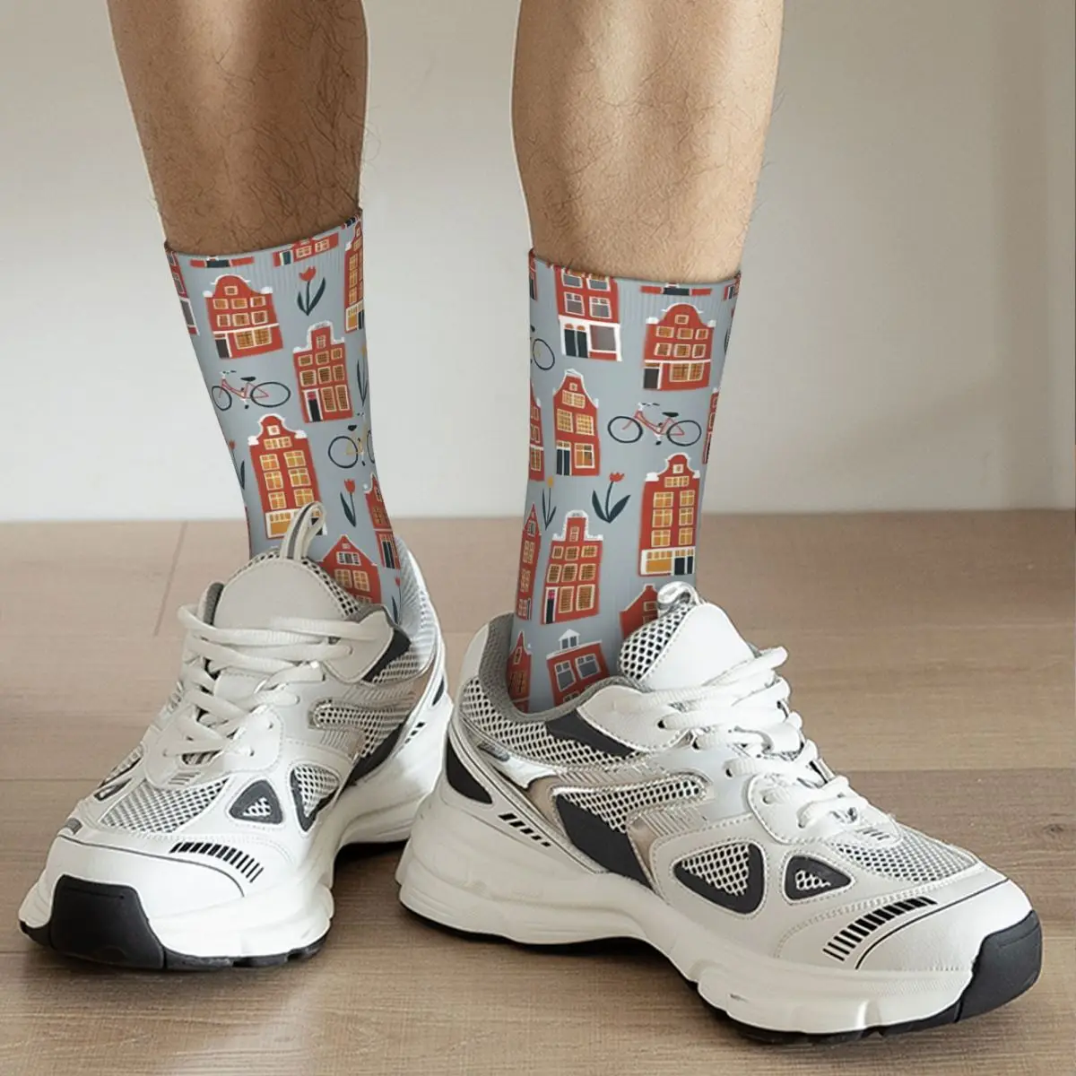 Chaussettes pour adultes à motif de maisons, chaussettes unisexes, chaussettes pour hommes et femmes