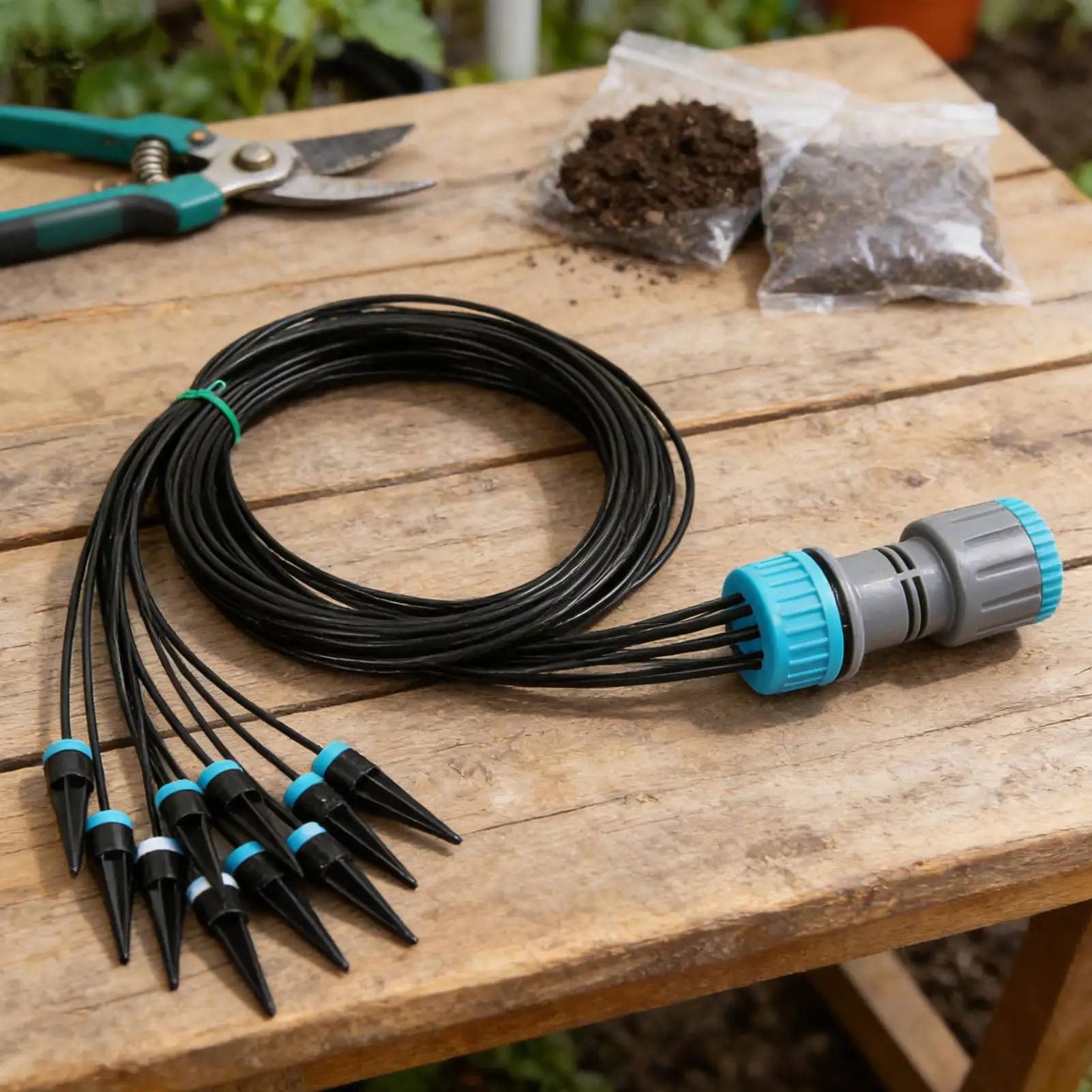 Tropfbewässerungssystem mit 10 Düsen, Schnellanschluss-Gartenbewässerungssystem für Außenbereich, Garten, Rasen, Terrasse, Gewächshaus, Landschaftsgestaltung