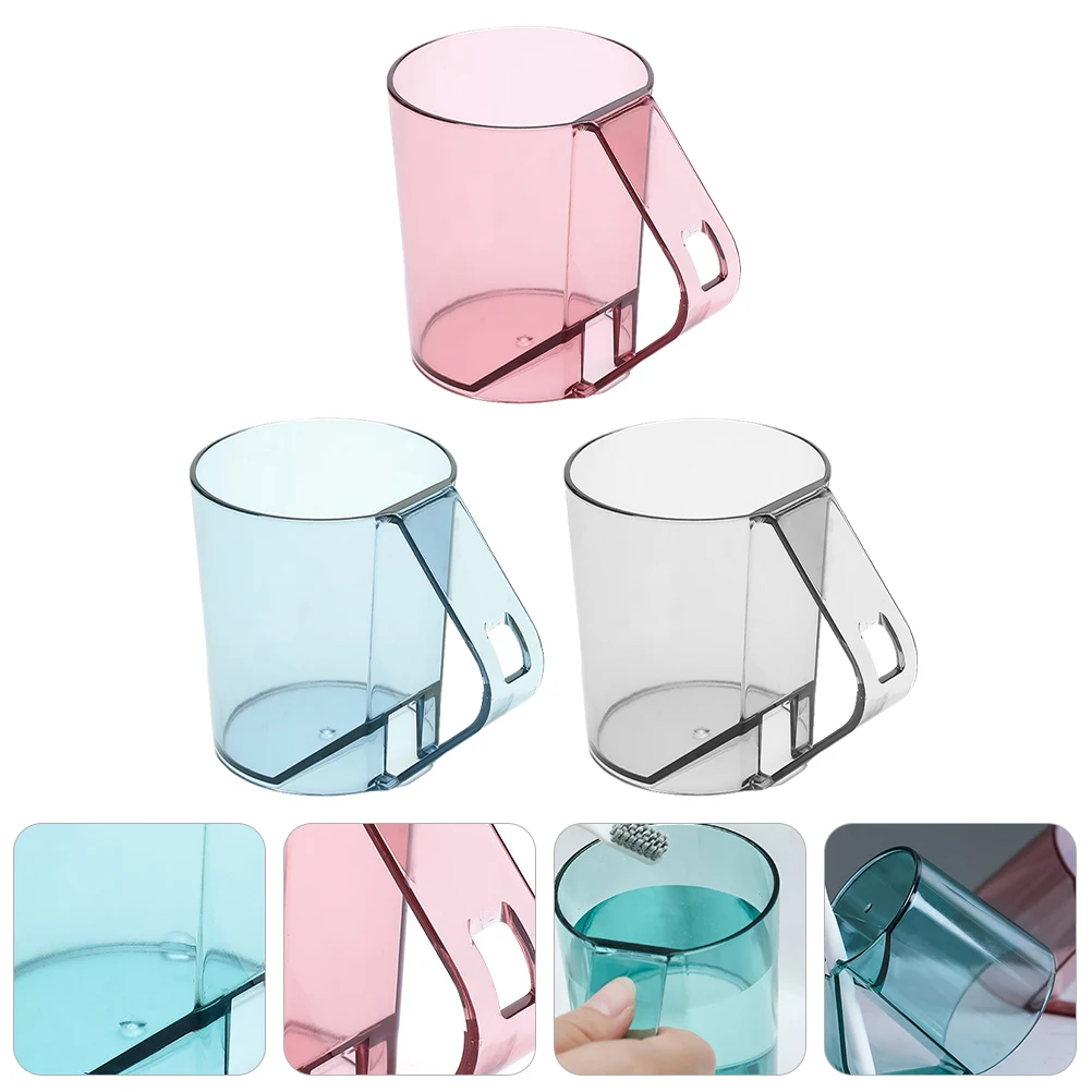 

3pcs Toothbrush Cups Waterproof H Design Storage Mugs Round Smooth Cup Mouth Wash Cups Toothbrush Holders Household ganizers