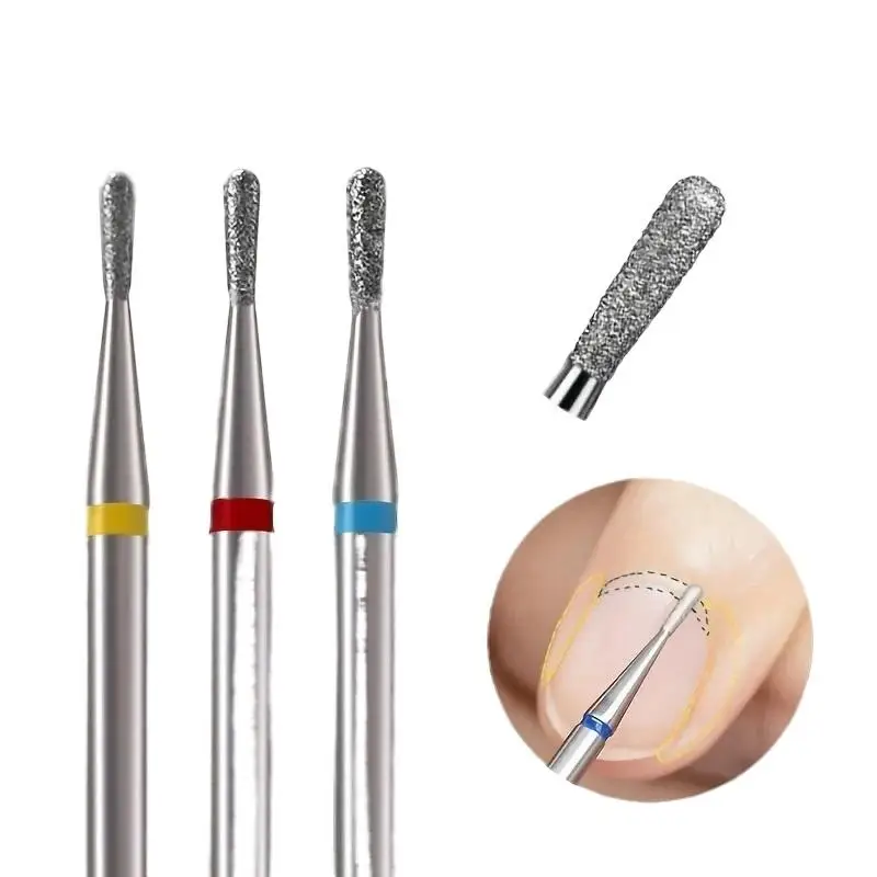 1 Uds. Brocas de llama para uñas, fresas de diamante para manicura, puntas de taladro profesionales de 3/32 pulgadas para uñas, herramientas para quitar cutículas