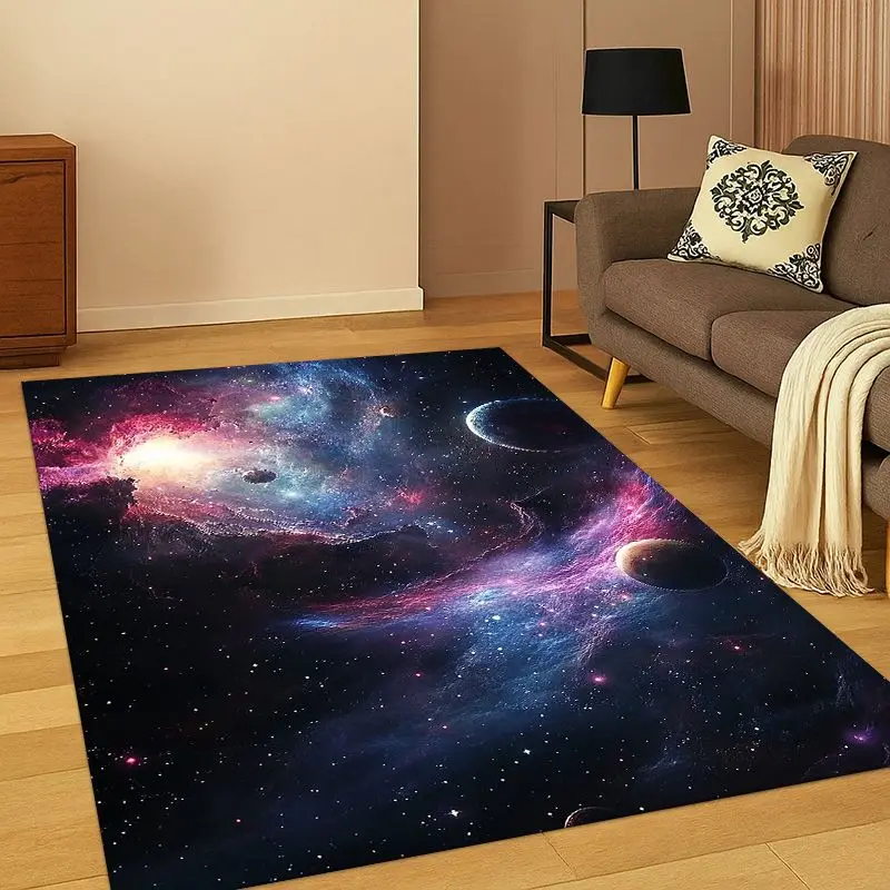 Universe Milky Way Space Stars Galaxy Earth Carpet Rug for Bedroom Living Room Sofa Doormat Home Decor,Kid Area Rug Non-slip