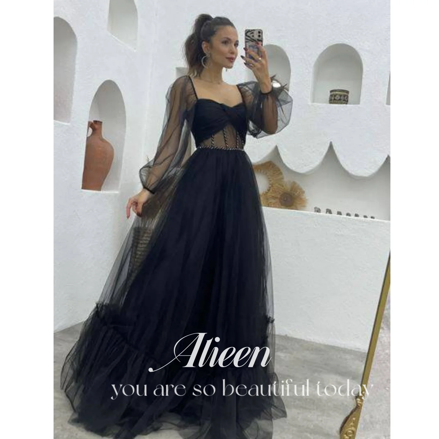 Ailee Suitable Dresses on Request Mesh New Evening Dresses 2023 Party Dress for Wedding Party Dress Women Elegant Luxury Robe