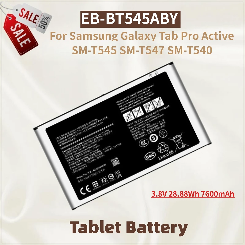 بطارية كمبيوتر لوحي عالية الجودة EB-BT545ABY 3.8 فولت 28.88Wh 7600 مللي أمبير في الساعة لهاتف سامسونج جالاكسي تاب برو نشط SM-T545/T547/T540 علامة تجارية جديدة