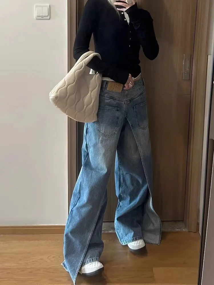 Trashy Y2K Stil Neue Rock Hip Hop Baggy Breite Bein Jeans Hosen Frauen 90S Kleidung Vintage Gerade Dame Denim Hosen ropa Mujer – Detail 16