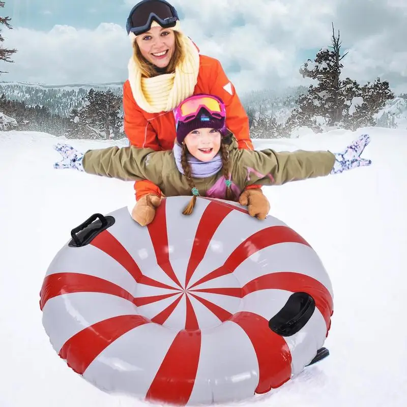 Tubos de neve para trenó, trenó de neve resistente ao frio com alças, trenó portátil, brinquedos de neve de inverno para atividades familiares, diversão ao ar livre