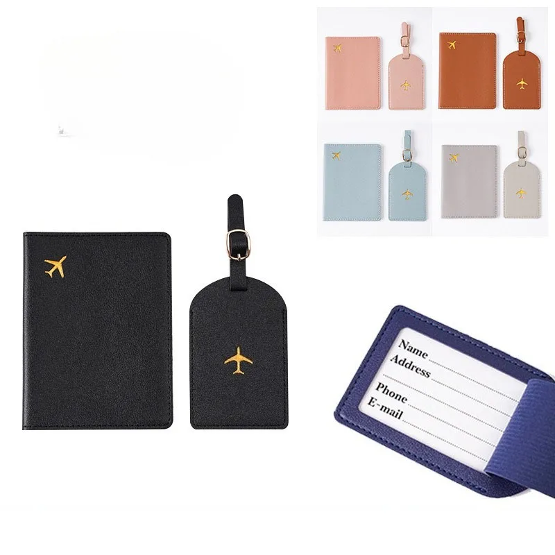 Airplane Pattern Passport Cover Luggage Tag Travel Passport Holder Boarding Card Protector Wallet for Travel