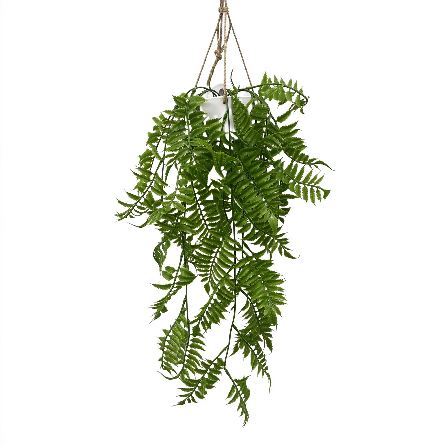 Artificial Hanging Fern Plant, Fake Trailing Fern Greenery with Rope Loop, Faux Foliage for Indoor Outdoor Wall Decor