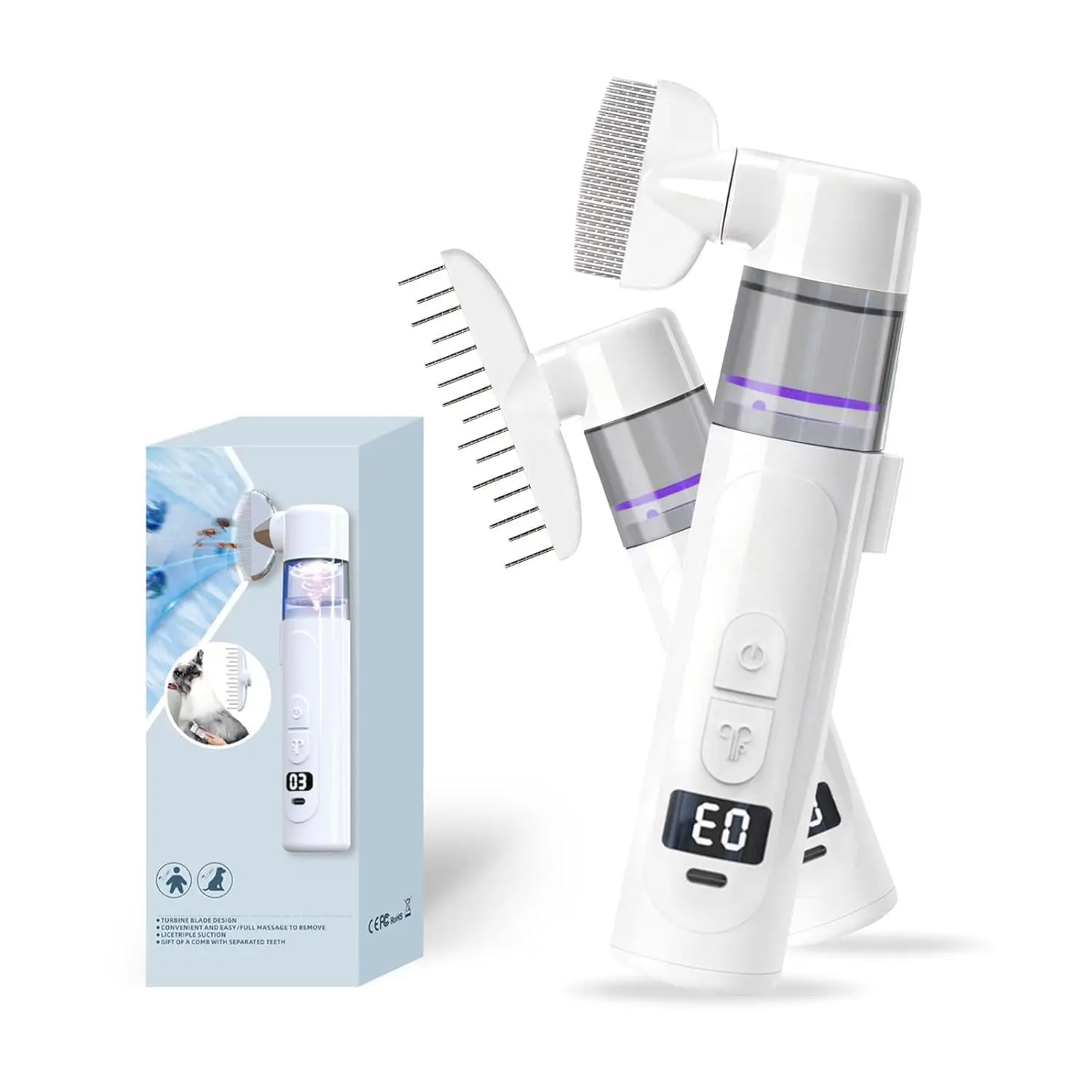 Nuevo Peine Eléctrico Antipiojos 2026 Mejorado, Peine Antipiojos con Dientes de Acero Inoxidable, Peine Aspirador de Piojos con Carga Inalámbrica
