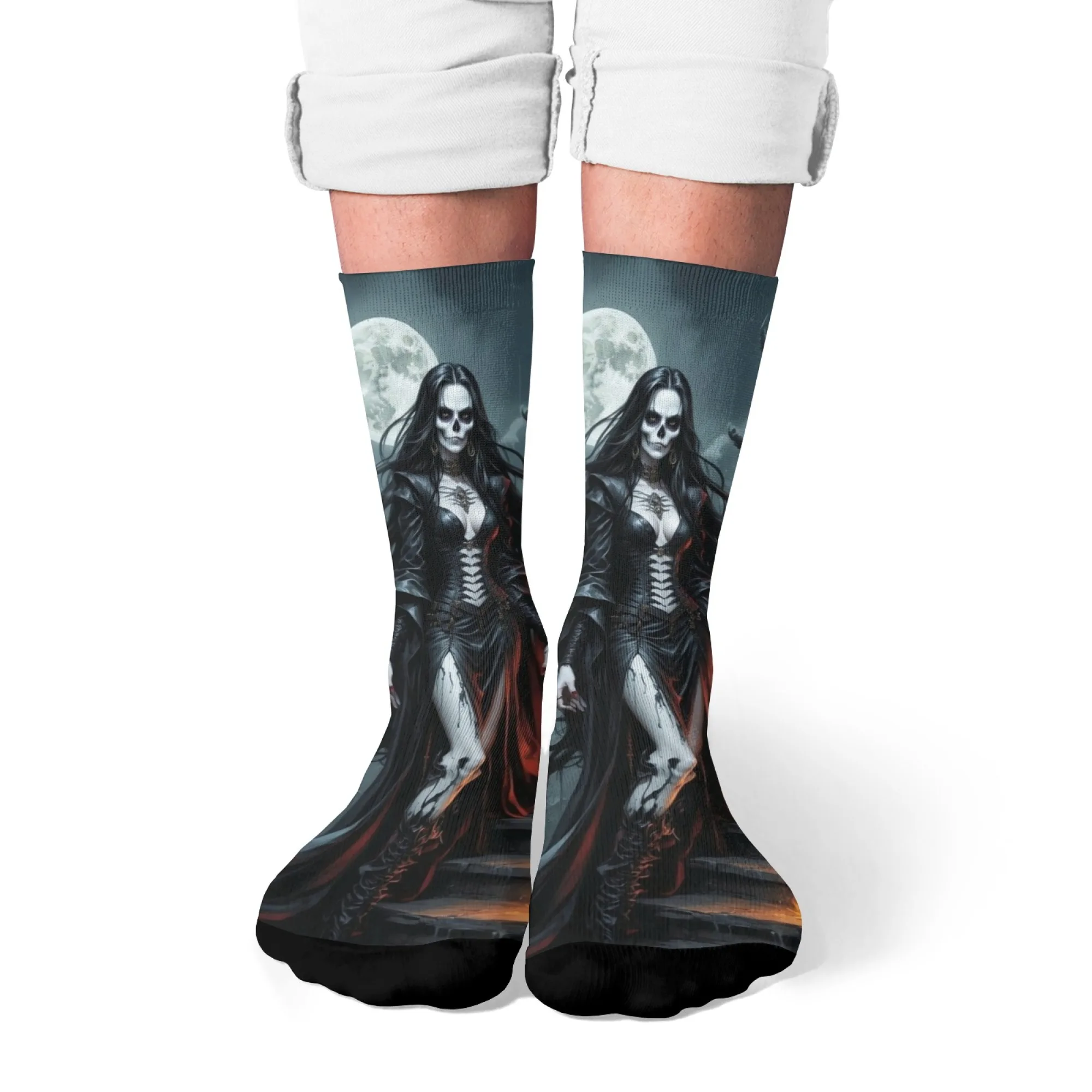 Horror comic female ghost socks Halloween novelty funny socks retro trend casual men's socks Harajuku style crazy hip-hop socks