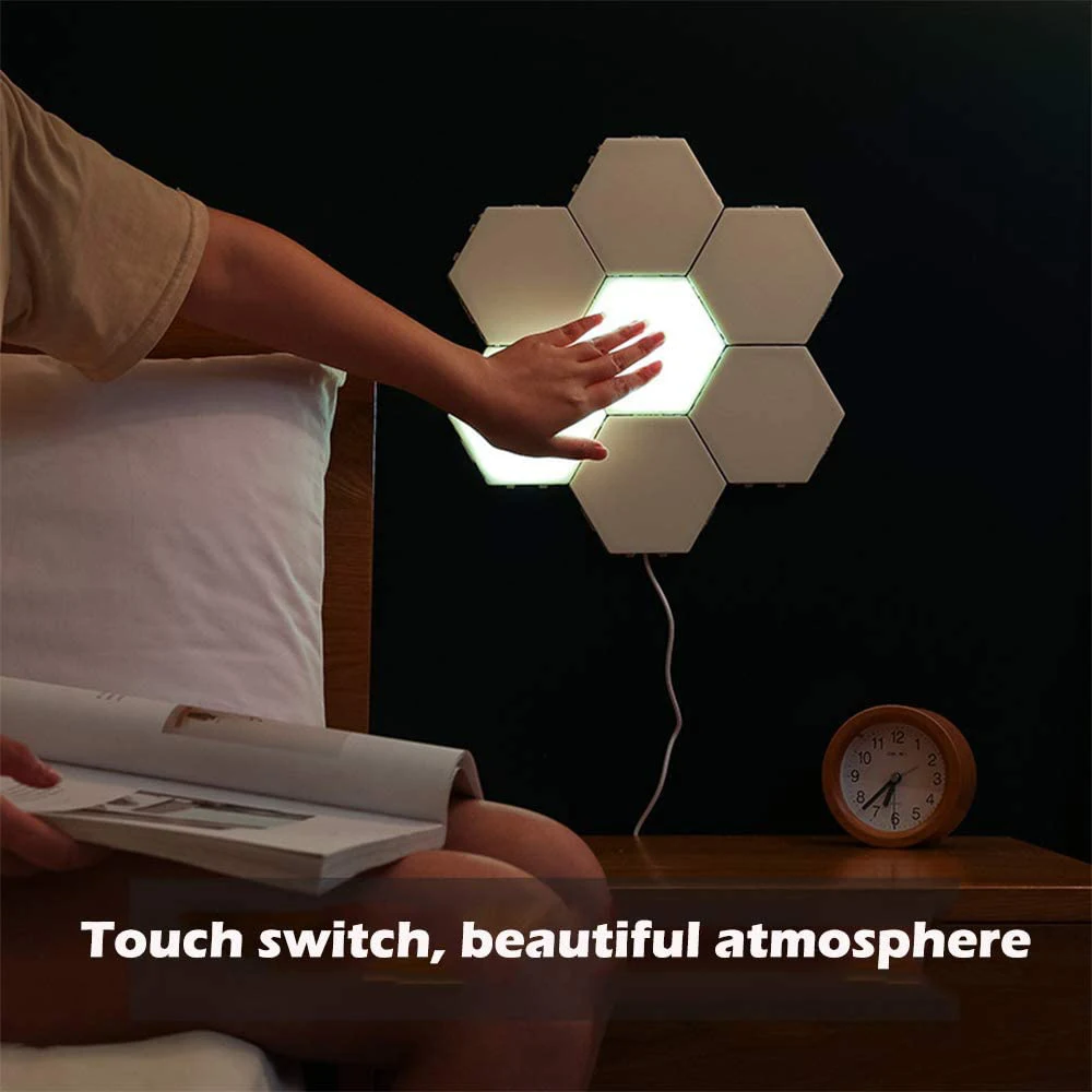 LED Hexagonal DIY สัมผัส Sensing Night Light สำหรับในร่มเกมคอมพิวเตอร์ห้องนอนข้างเตียงของขวัญตกแต่ง