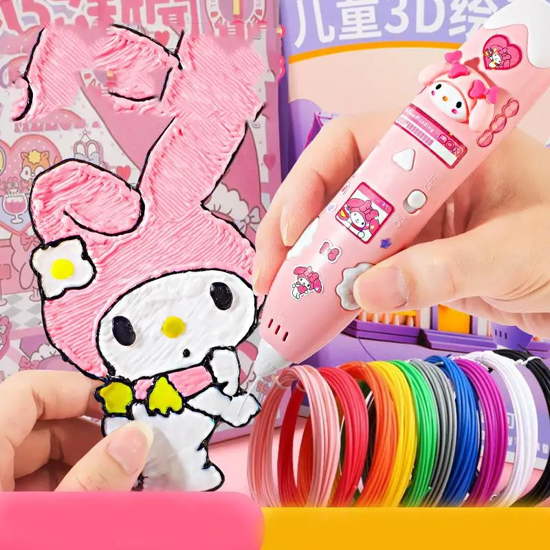 Sanrio Student Usb Charge Sd Painting Diy Graffiti Pen Suit Kawaii Hello Kitty Comic Multi-Function Printing Pen Children Toys