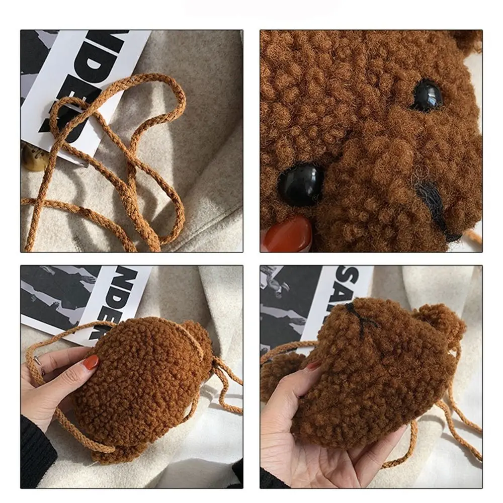 Cute Bear Little Girls Shoulder Bag Stuffed Mini Bags For Children Kids Cartoon Messenger Bags Animals Backpack Plush Purses