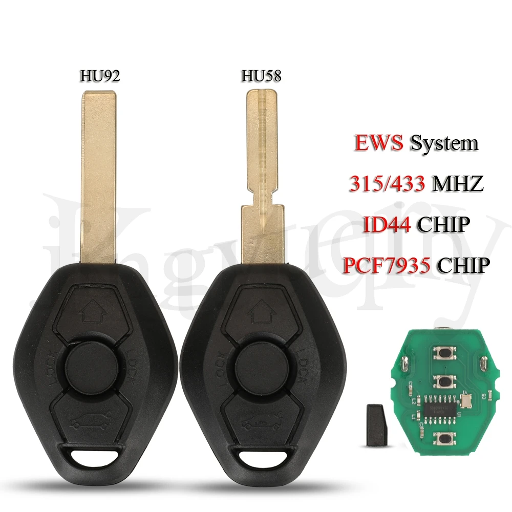 

jingyuqin Remote Key 315/433MHz ID44 PCF7935 Chip For BMW EWS X3 X5 Z3 Z4 1/3/5/7 Series E38 E39 E46 Keyless Entry Transmitter