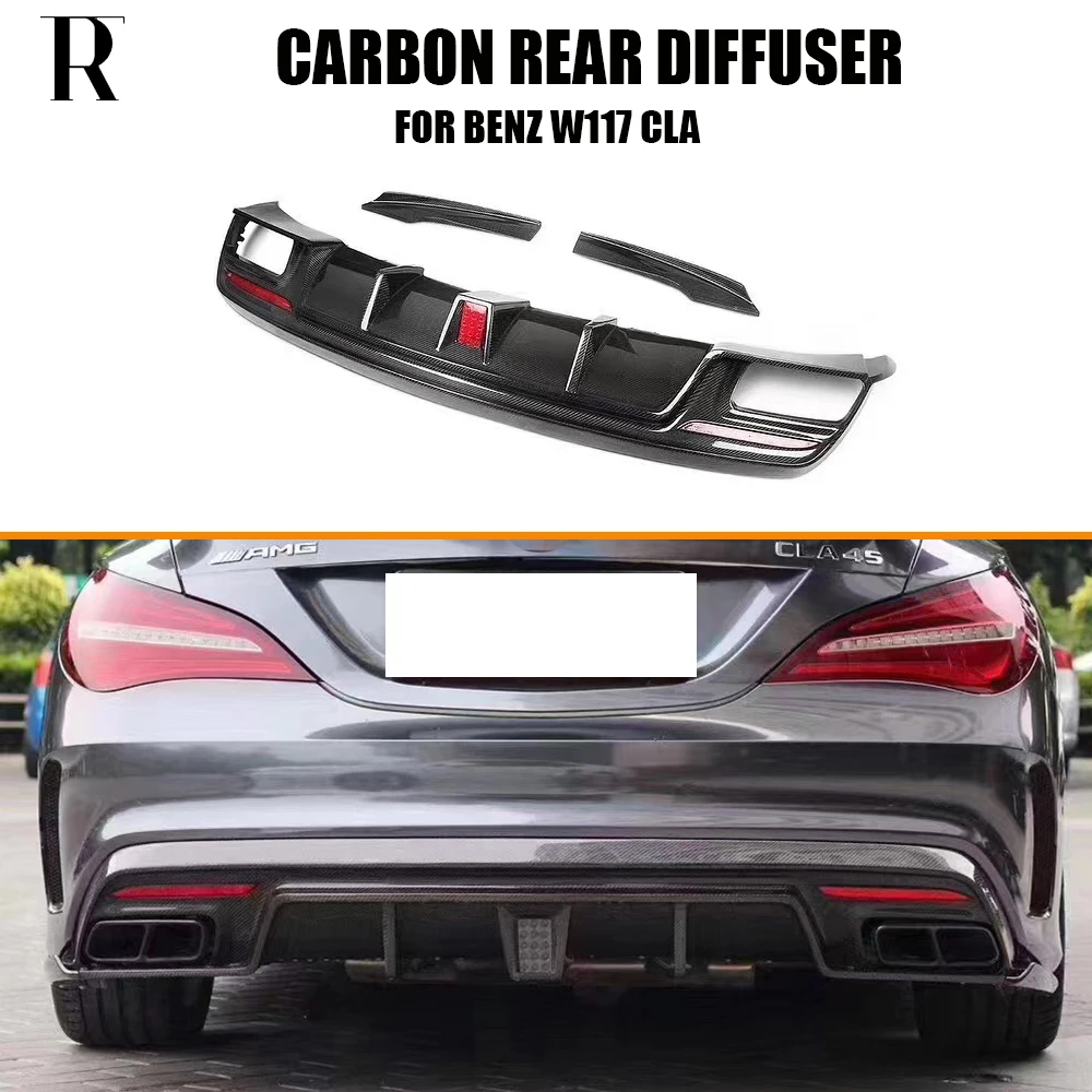 

W117 PAK Style Carbon Fiber Rear Bumper Led Diffuser With Side Splitter for Benz C117 CLA200 Cla220 CLA260 CLA45 2013-2019