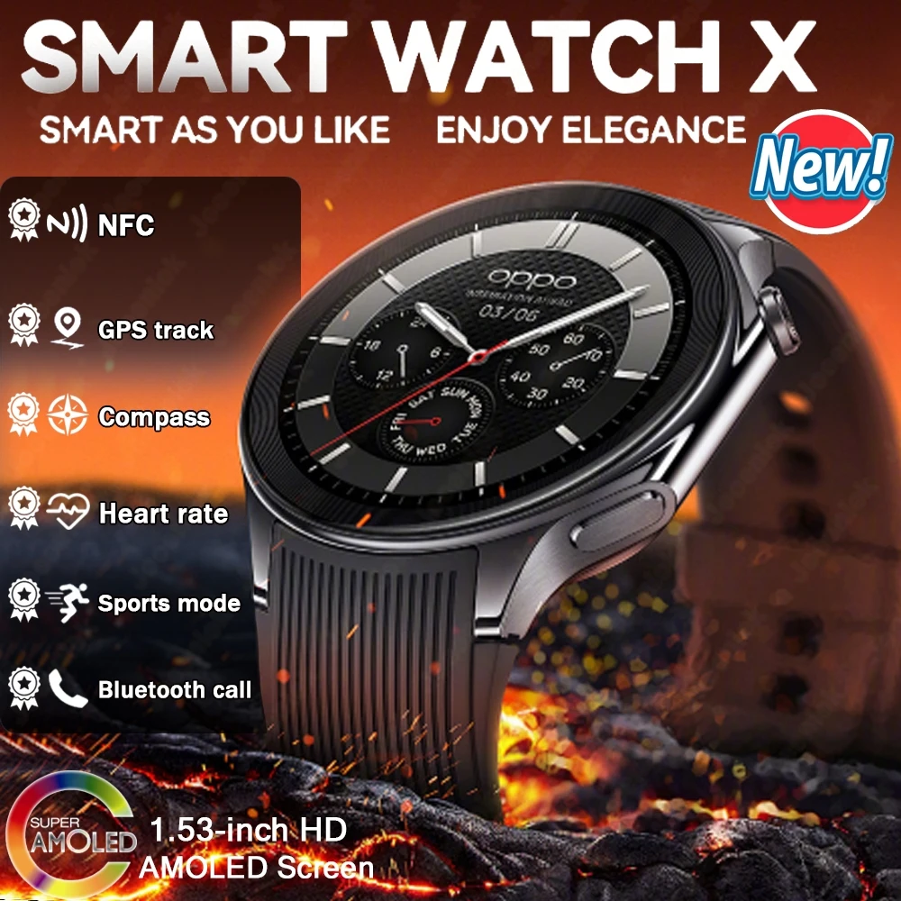

OPPO X2 Bluetooth Call Smart Watch Men GPS Outdoor Sports NFC Health Monitoring Fashion Watch 2025 New Smartwatches Android ios