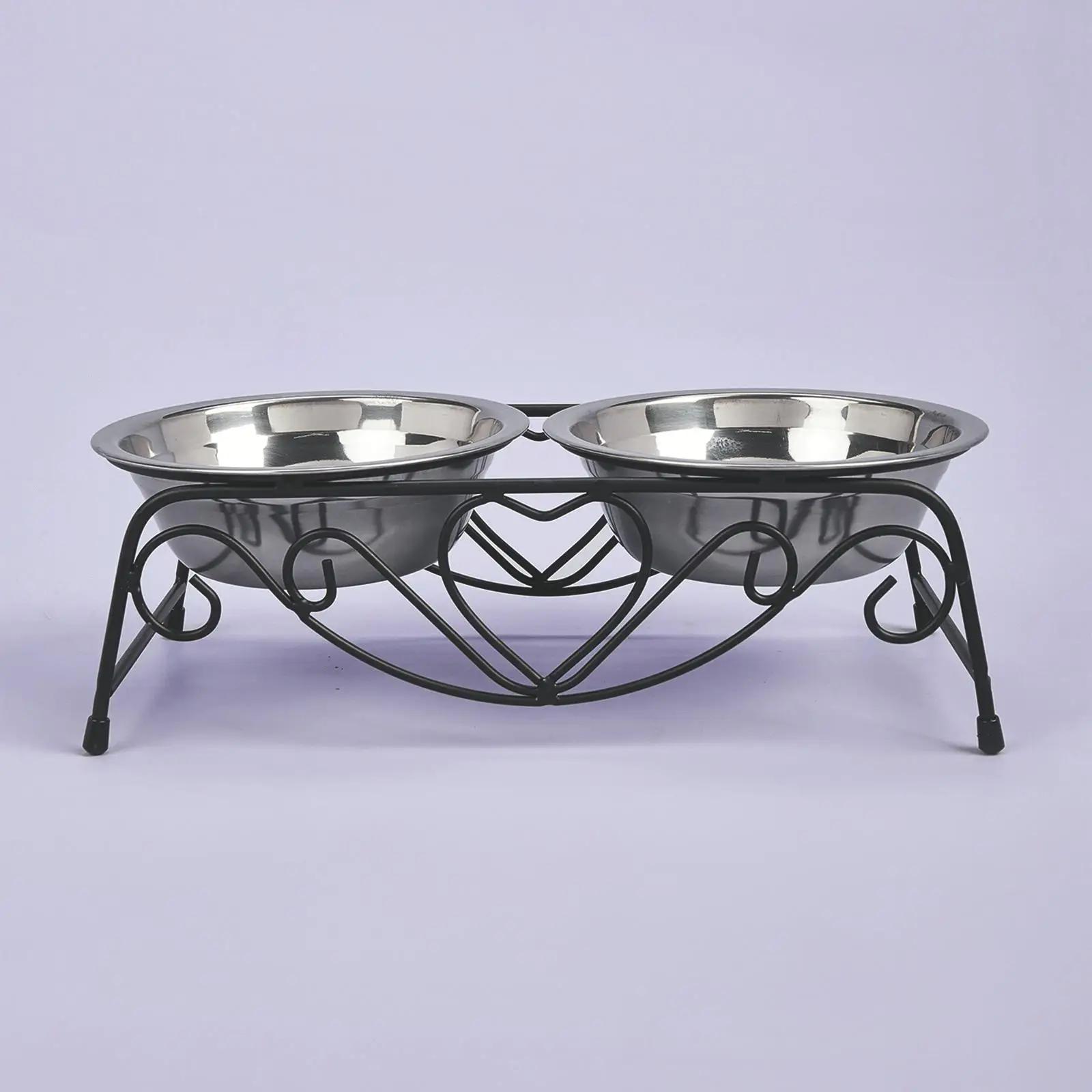 Set Of Stainless Steel Pet Bowls (one Base, Two Stainless Steel Bowls)