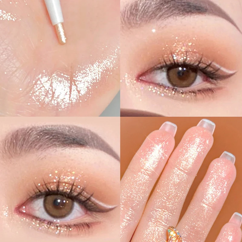 Diamond Glitter Eyeshadow Liner Pencil Eye Makeup Highlighter Waterproof Matte Pink Silkworm Champagne Gold Eyeliner Pen