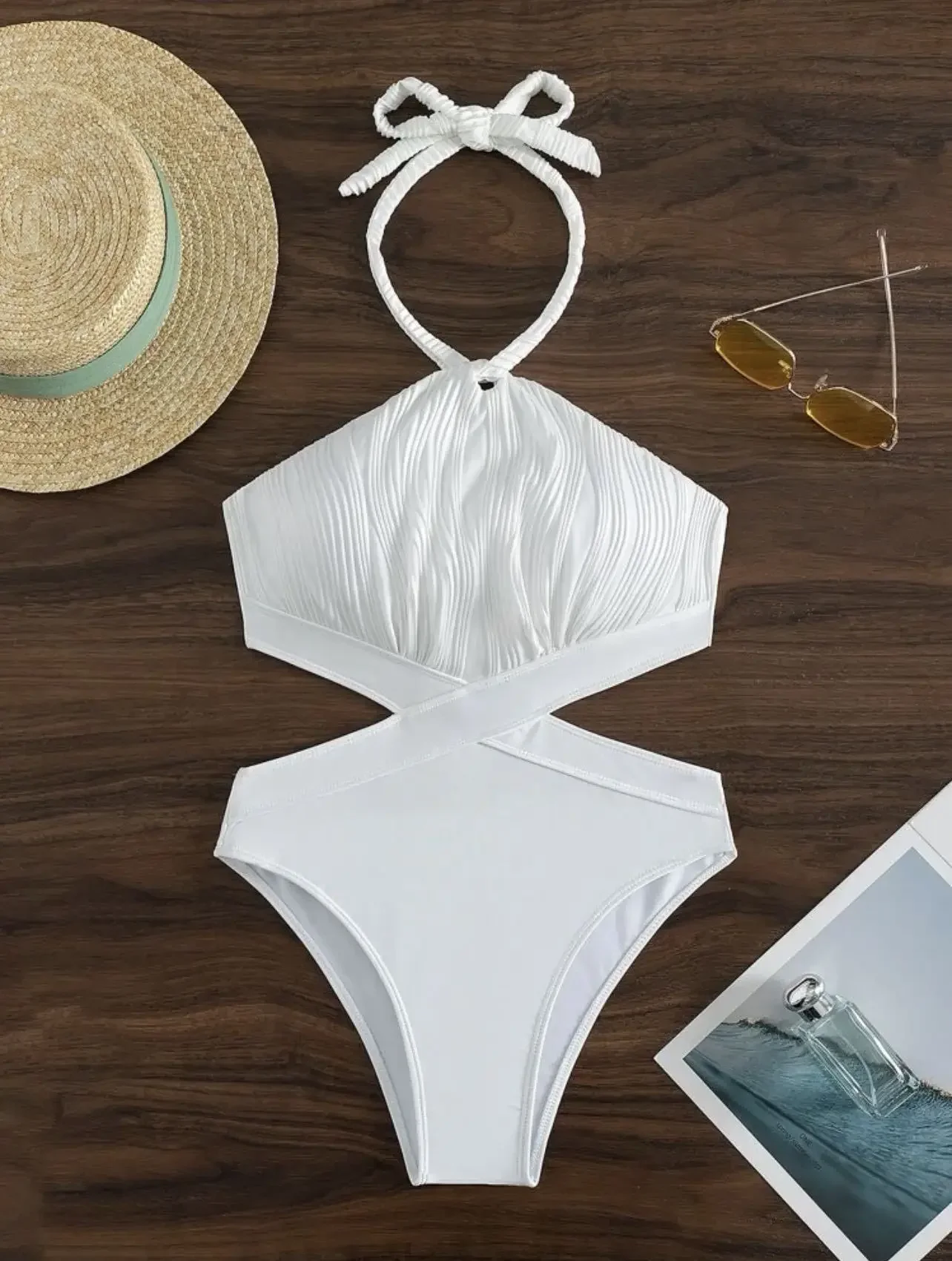 Sexy One Piece Swimsuit 2025 Women Black White Hollow Out Backless Beach Bodysuit Brazilian Bathing Suit Tummy Control Beachwear