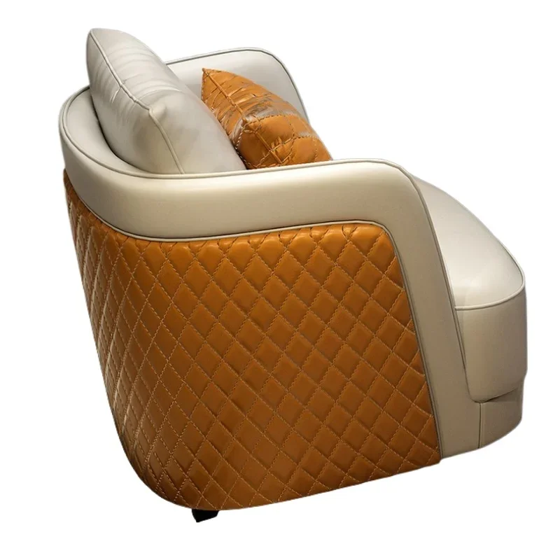 

Light luxury leather art three-person customer modern fashion living room sofa hotel high-end club sofa combination