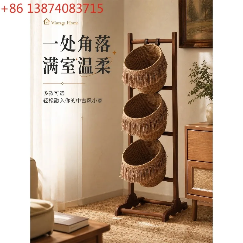 Snack storage rack, multi-layer, high-value medium and ancient style floor shelf