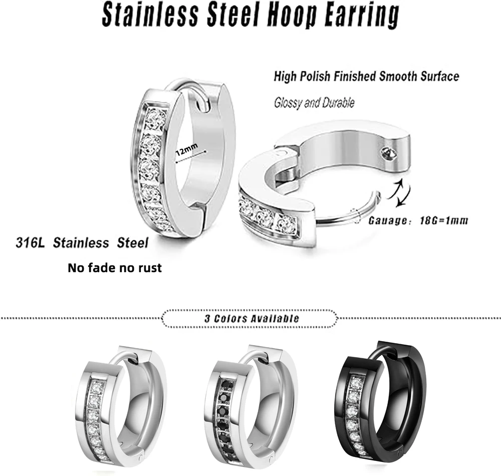 Stainless Steel Hoop Earrings for Women Men Minimalist Huggie Earrings Hypoallergenic Small Round Earrings