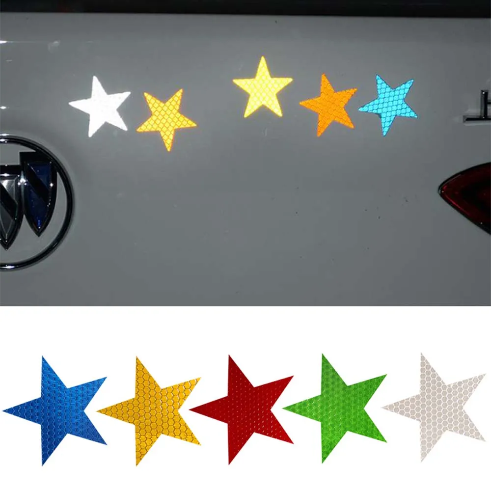 Warning Tape Luminous Five-pointed Star Motorcycle Car Safety Mark Car Exterior  Accessories Reflective Stickers Car Stickers