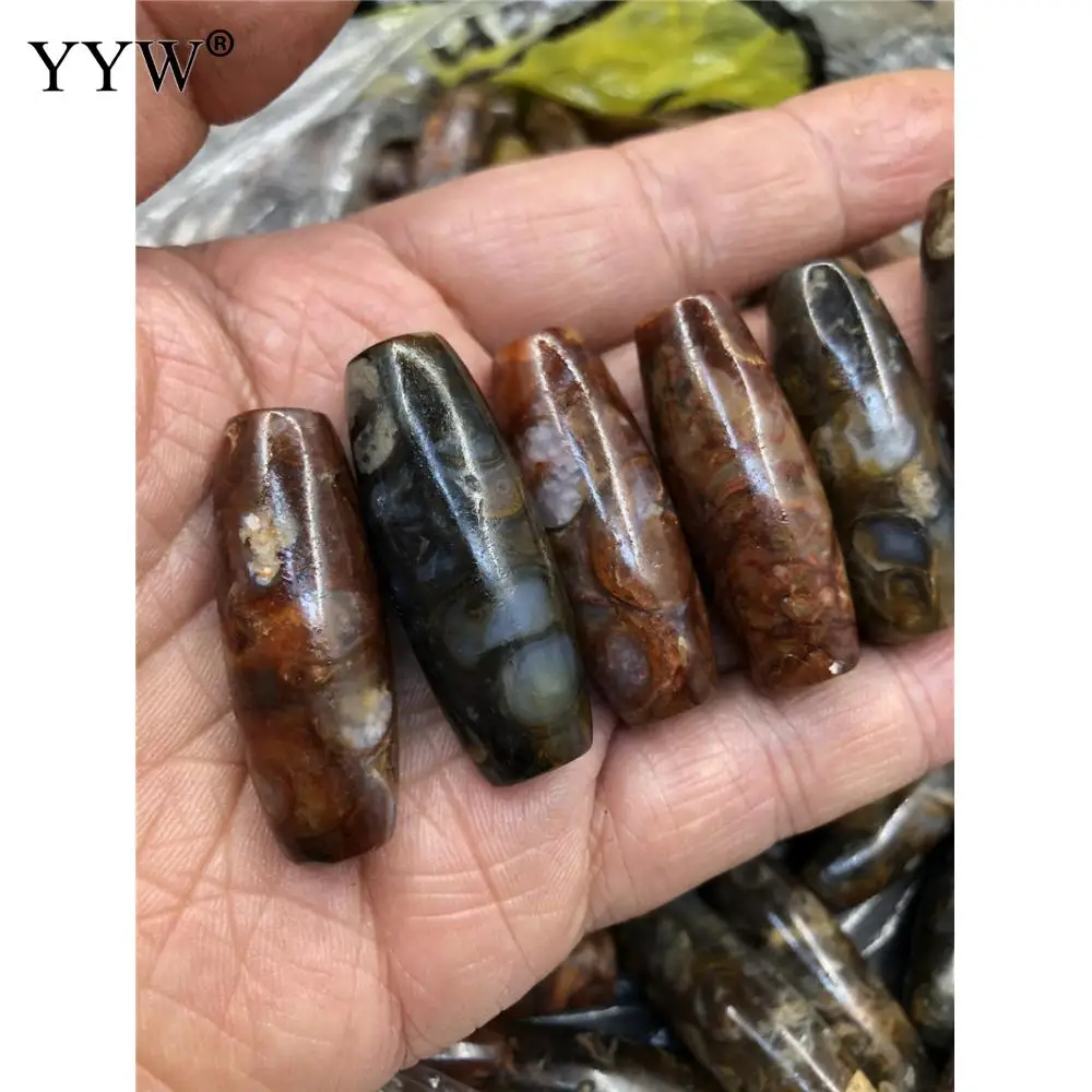 Natural Tibetan Agate Onyx Dzi Beads Women Fashion Drum Polished Diy 40x15mm Sold By Pc Jewelry Making DIY Necklace Bracelet