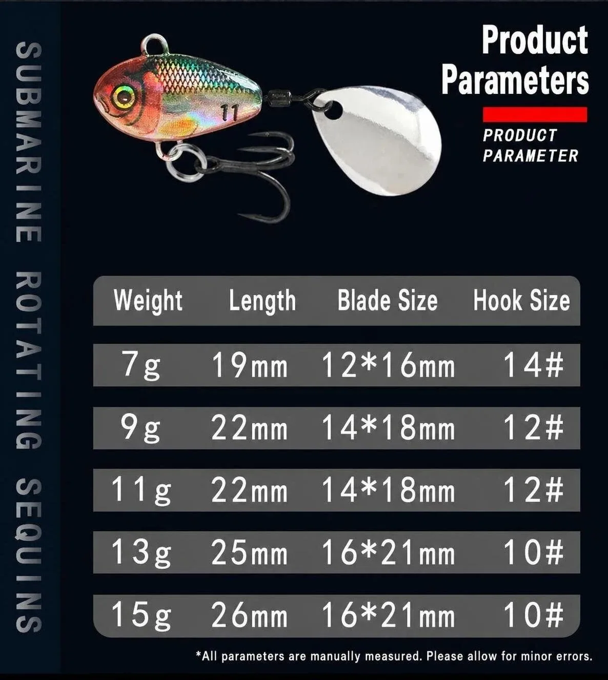 1 Stück Spinner-Angelköder mit rotierendem Schwanz für Süß- und Salzwasser, Vib-Jig, sinkende Köder, Angelzubehör, Kunstköder 7g9g11g13g15g – Detail 4
