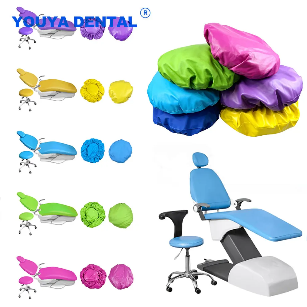 4Pcs/Set Dental Chair Seat Cover PU Leather Unit Elastic Waterproof Protective Protector Case Dentistry Lab Seat Cover Equipment