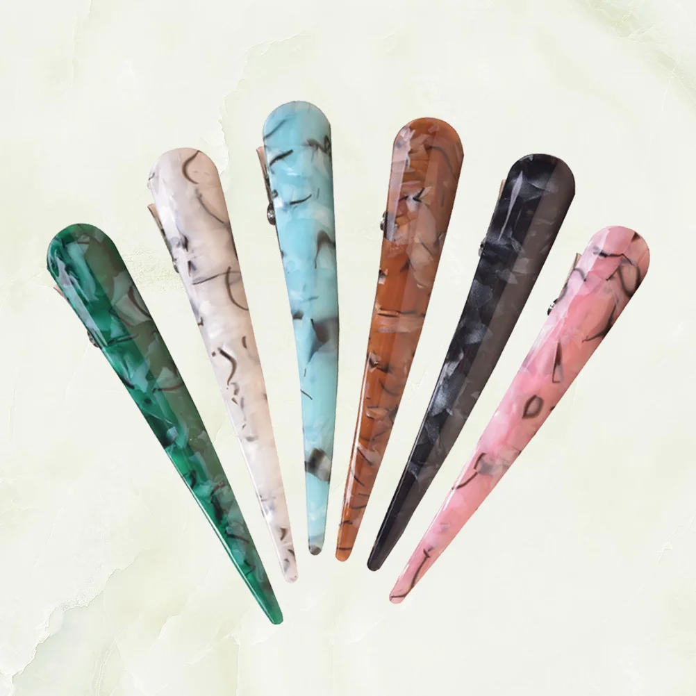 

6 шт. стильные заколки для волос для женщин, акриловые заколки с узором бычьего рога, модный держатель для хвоста, декоративные аксессуары для девочек