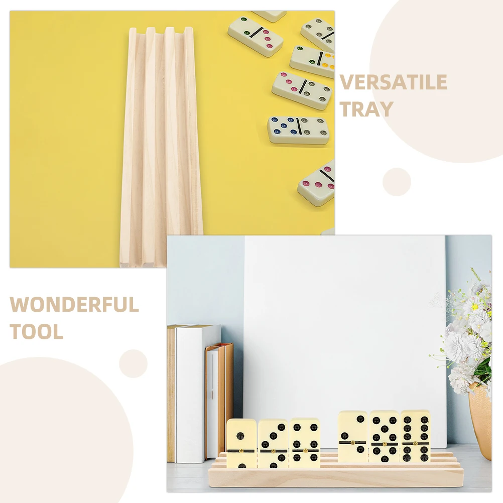 Wooden Domino Tray Smooth Edges For Alphabet Games Diy Crafts Tabletop Gaming Storage Base Display Stand Multi-Function