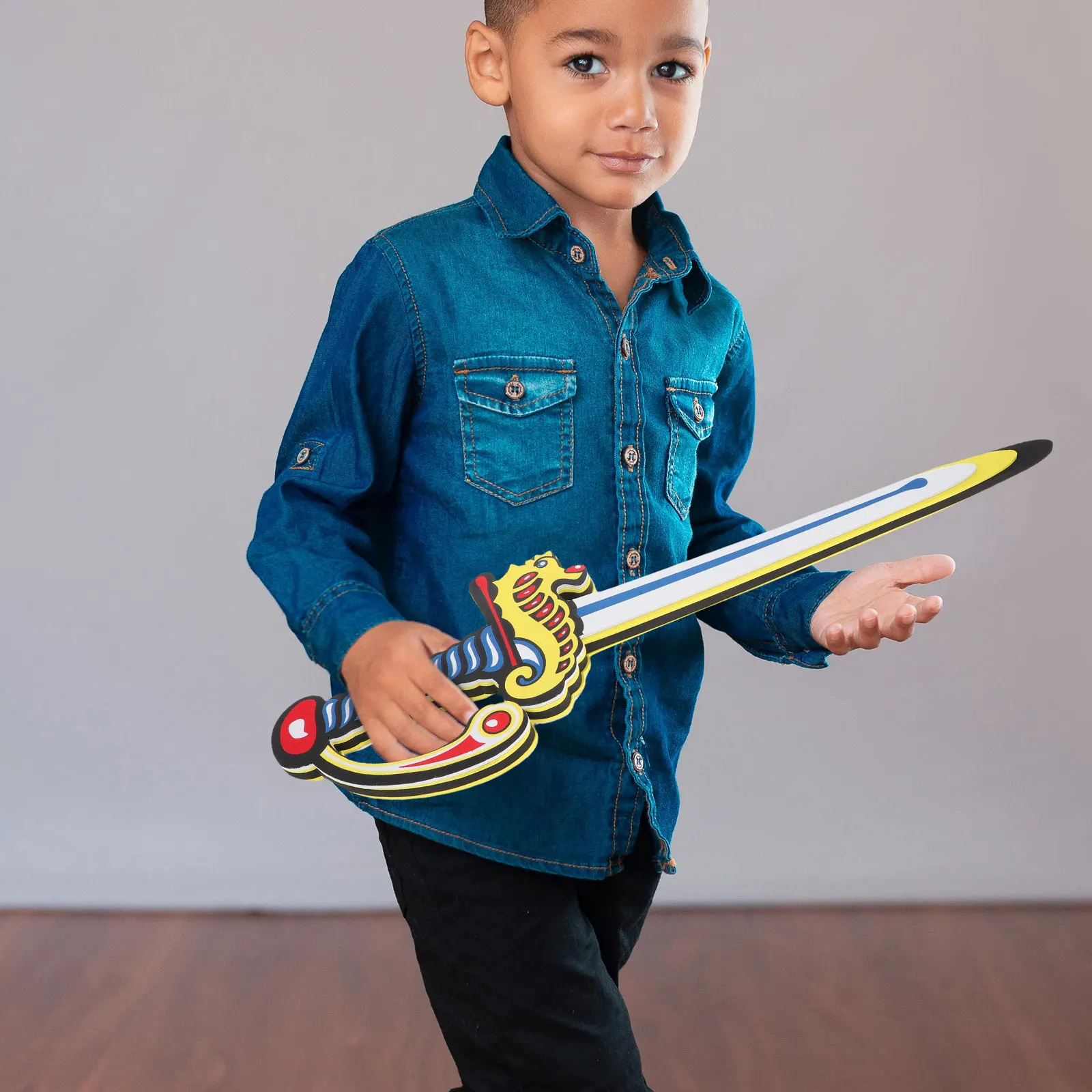 

Kids Foam Seahorse Sword Soft Cartoon Practice Sword Safe Realistic Play for Children Role Play Motor Skill Development