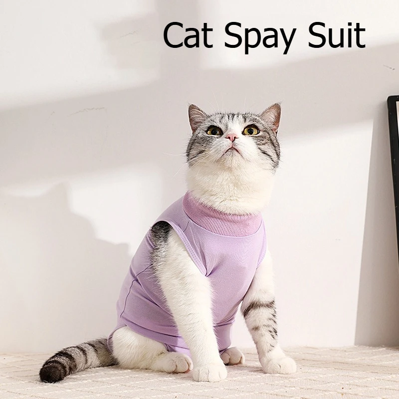 

Cat Surgical Recovery Suit for Female Cats Post-Surgery Neuter & Weaning Clothes Anti-Lick Elastic Pet Body Suit After Operation