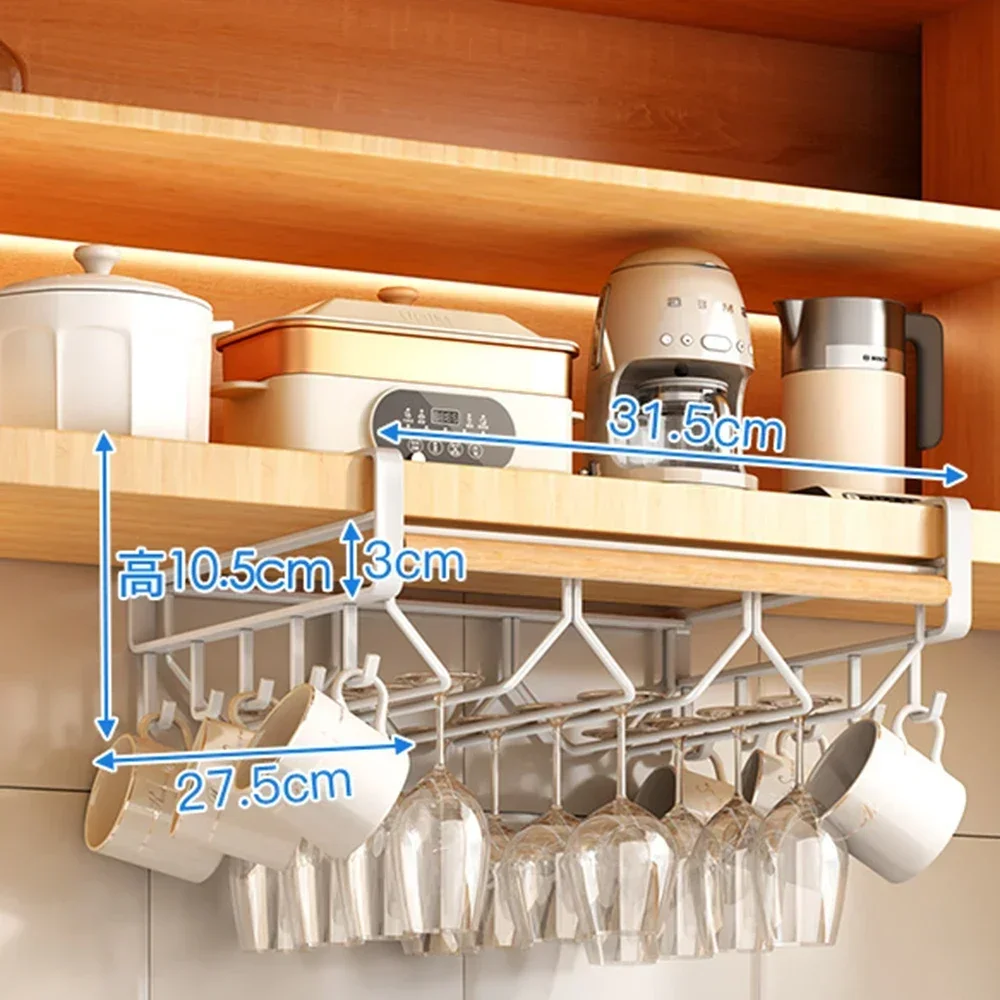 Kitchen Hanging Rack Pot Lid Layered Rag Under Cupboard Paper Shelf Hook Towel Rag Hanger Cutting Board Pot Cover Holder Storage