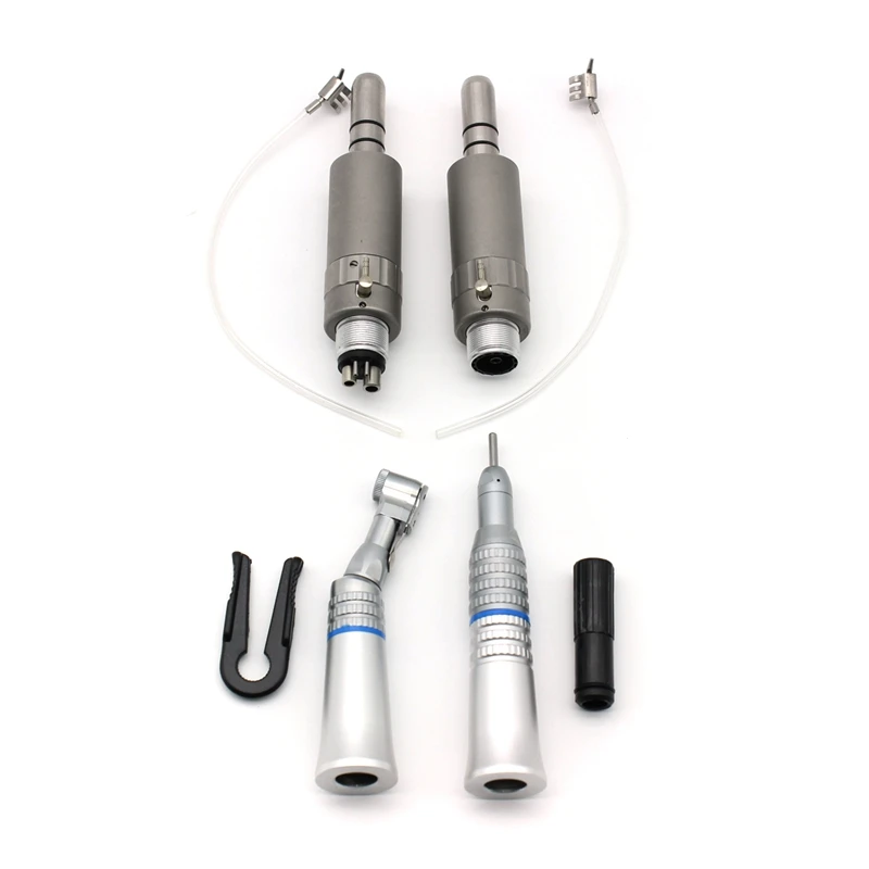 1 stücke Dental Low-Speed-Handstück-Kit Gegenwinkel gerade Nosecone Luft motor 2/4 Löcher externe Wasser Spray Druckknopf Werkzeuge