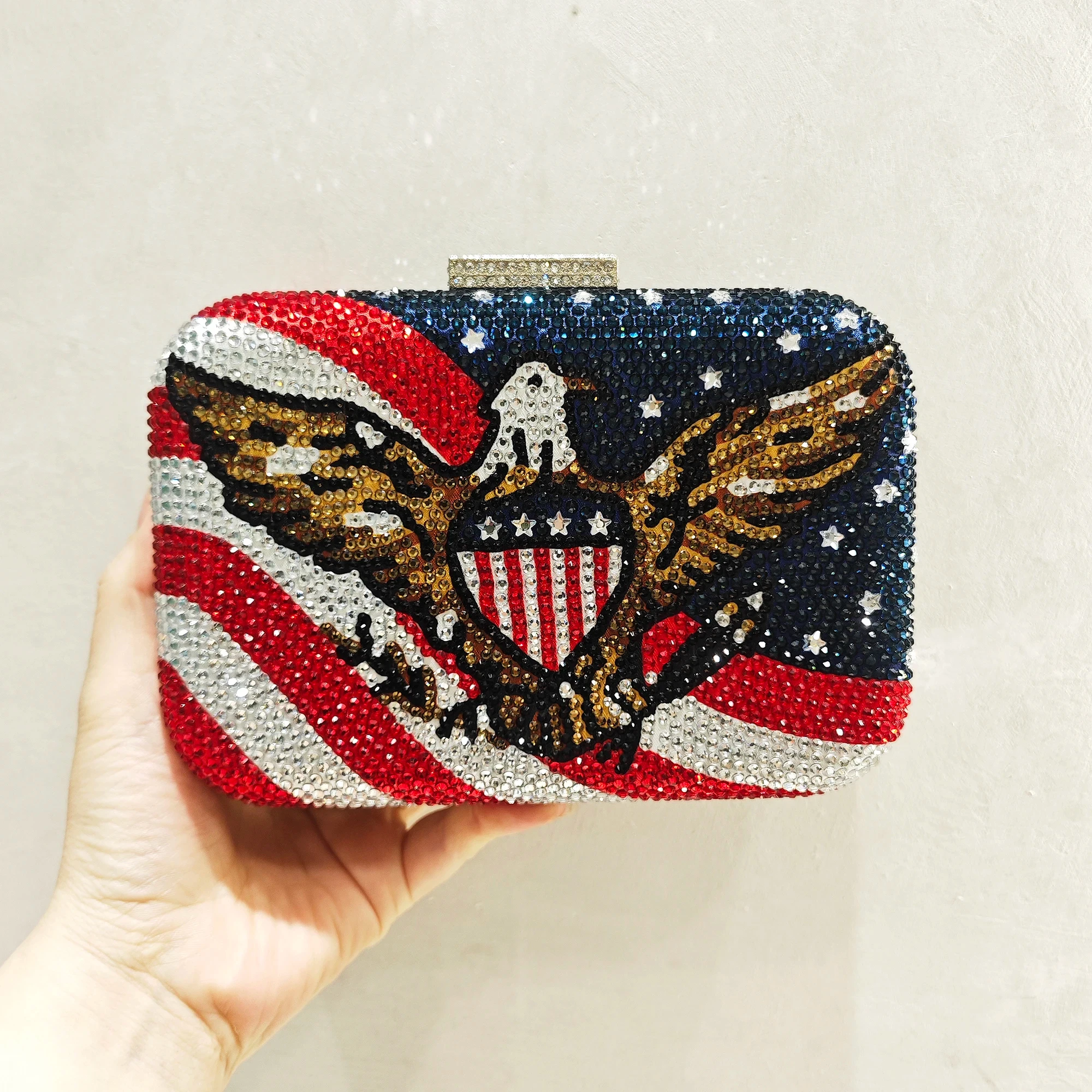 Luxury Eagle Star Diamond Evening Bag Clutch Blue/Red/Gold Rhinestone Wedding Clutches Women Crystal Dinner Party PursesHandbags