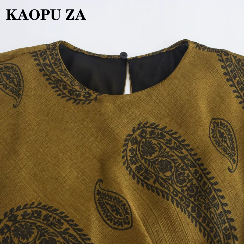 KAOPU ZA 2024 New Summer Women\'s Elegant Midi Dress Vintage Beach Skirt A-Line Casual Fashion Lady Dresses