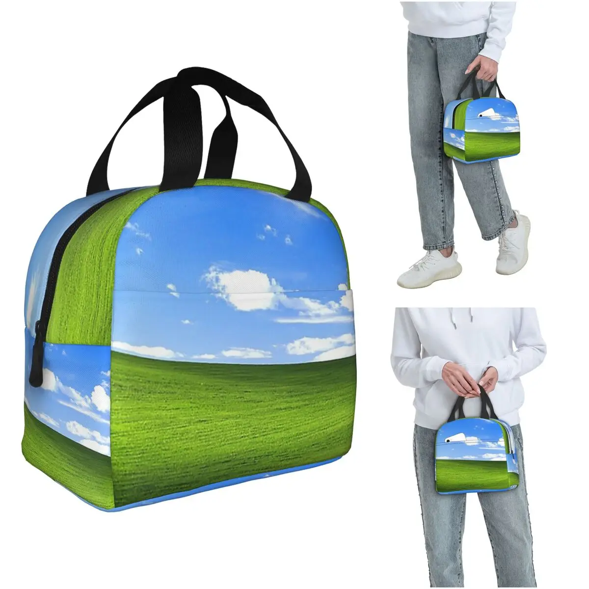 Windows XP Wallpaper Insulated Lunch Bag for Women Children Leakproof Food Boxes Thermal Lunch Box Tote