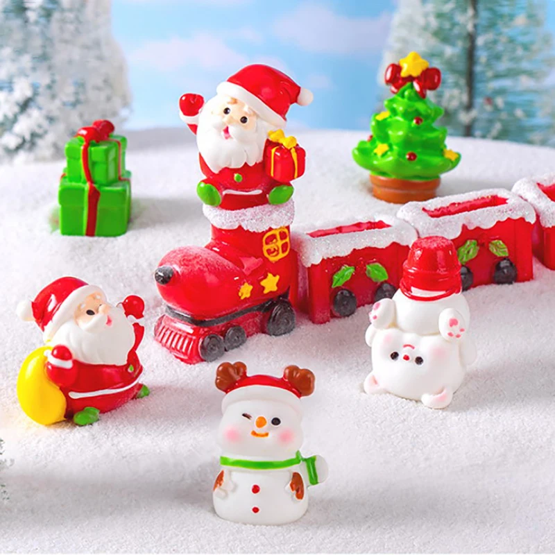 Mini adorno de muñeco de nieve de Papá Noel de Navidad de resina, micropaisaje, adornos navideños, decoración de parque de escritorio para el hogar, 1 ud.
