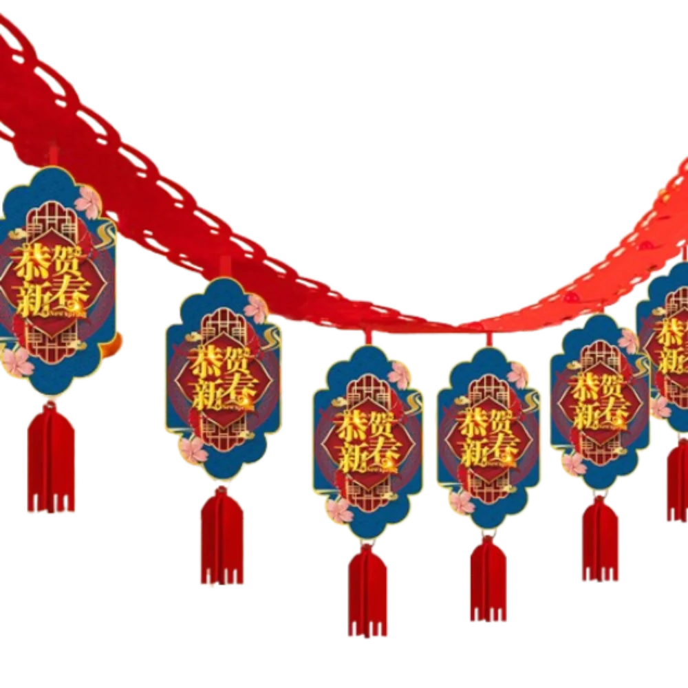 

Cartoon Chinese Spring Festival Pull Flags Traditional Best Wishes 2025 Snake Year Pulling Flag Celebrating Good Luck
