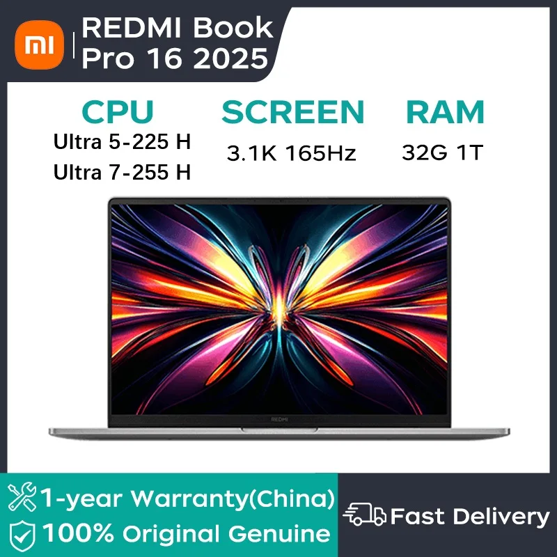 Xiaomi Laptop Redmibook Pro 16 2025 16" 3.1K 165Hz Intel Core Ultra5/Ultra7 32GB RAM 1TB PCIe 4.0 SSD 140W Supercharged Laptop