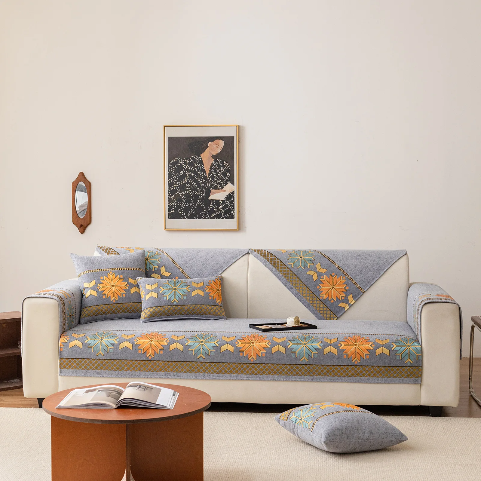 Simple chenille sofa cushion cover cloth four seasons universal non-slip anti-cat scratch sofa cover blanket