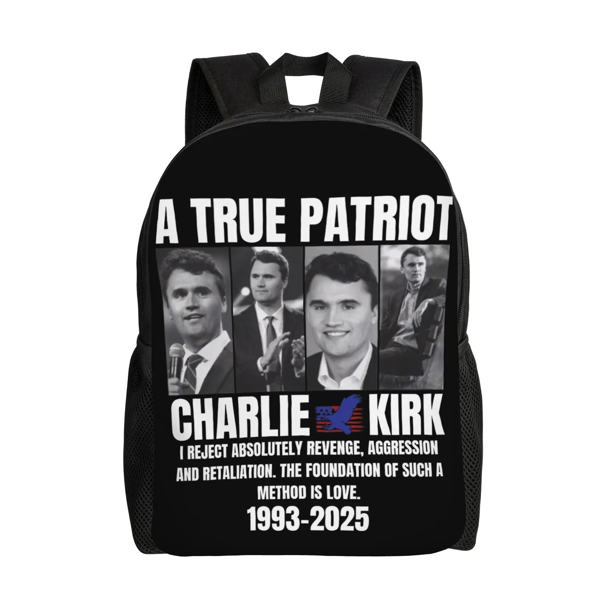 

Рюкзак Charlie Kirk A True Patriot: стильный, спортивный, для учебы и работы, в стиле Daypack, для мужчин и женщин, для ноутбука, из холщовой ткани.